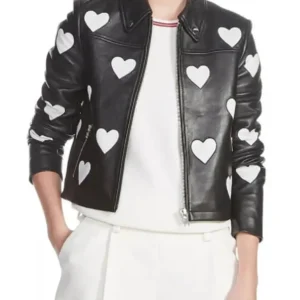 Women's Maje Heart Motorcycle Leather Jacket