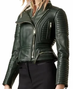 Women’s Peplum Waist Moto Leather Jacket