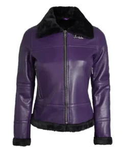 Women’s Purple Shearling Bomber Jacket