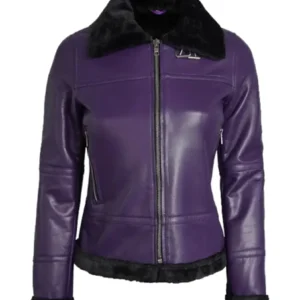 Women's Purple Shearling Bomber Jacket