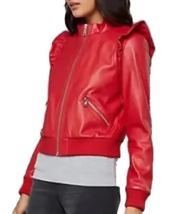 Women’s Red Bomber Leather Jacket