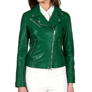 Women's Short Green Natural Leather Jacket - Trendy Leather Jackets